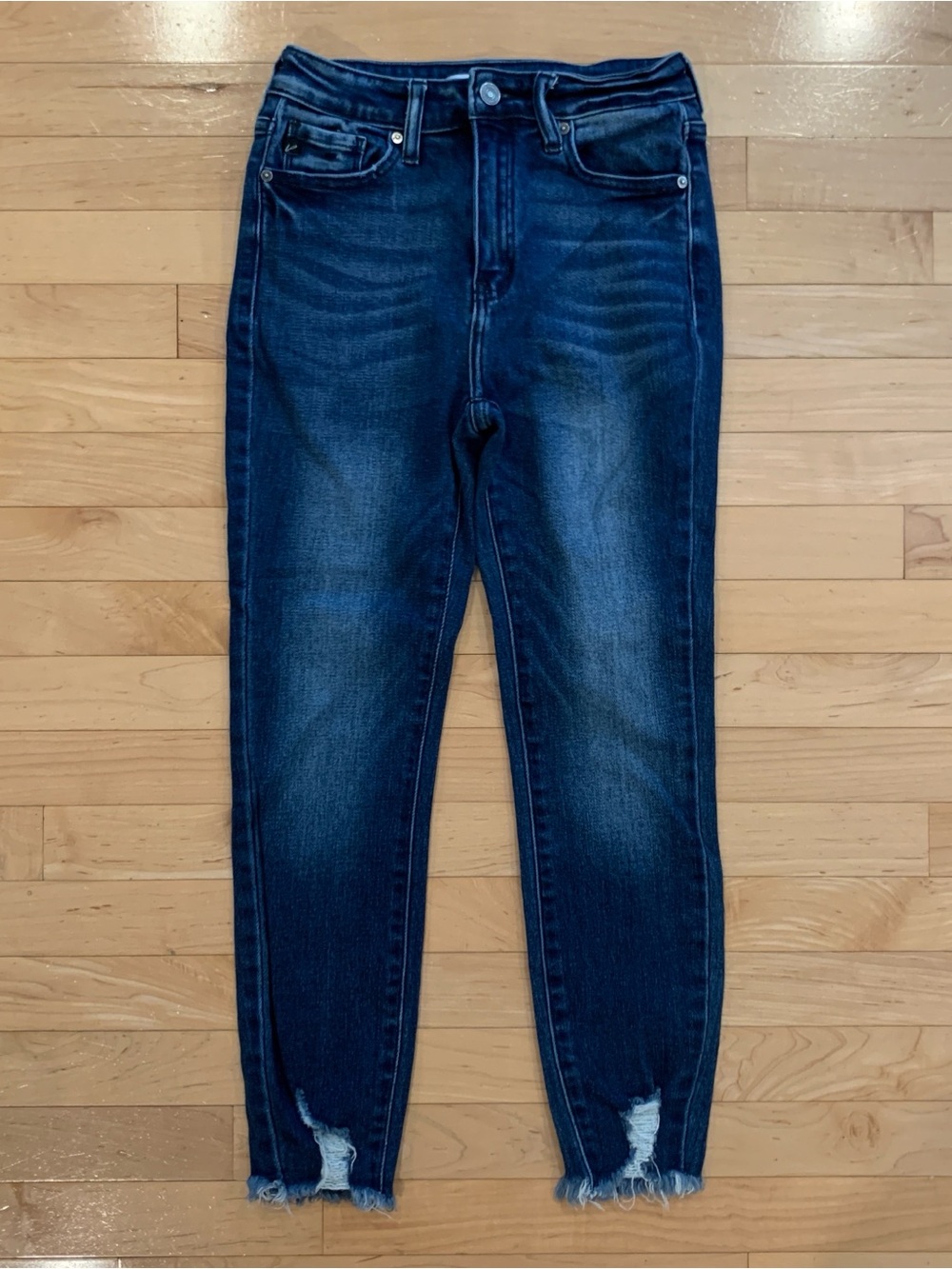 KanCan Maurices High Rise Skinny Jeans Size 26 Dark Wash Frayed Distressed Hem
